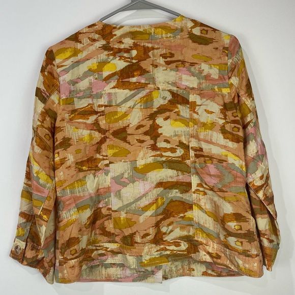 Pendleton Silk Watercolor Button Front Cropped Jacket Size M Petite MP PM - Picture 5 of 9